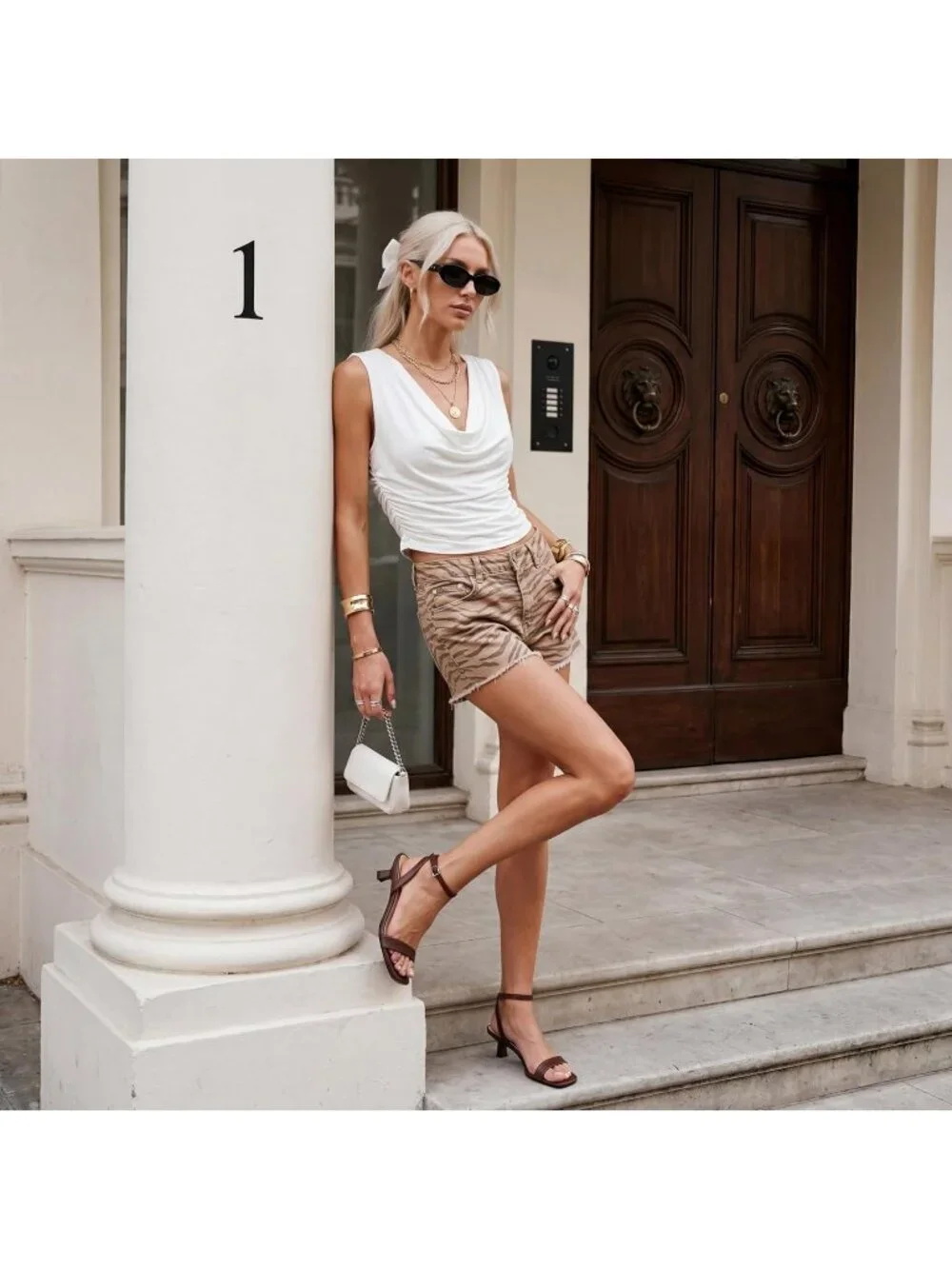 Women's Brown Faux Leather Square Open Toe Ankle Strap Kitten Heel Sandals